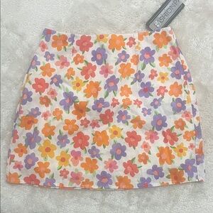 Peppermayo Floral Mini Skirt - Orange, Purple, Pink